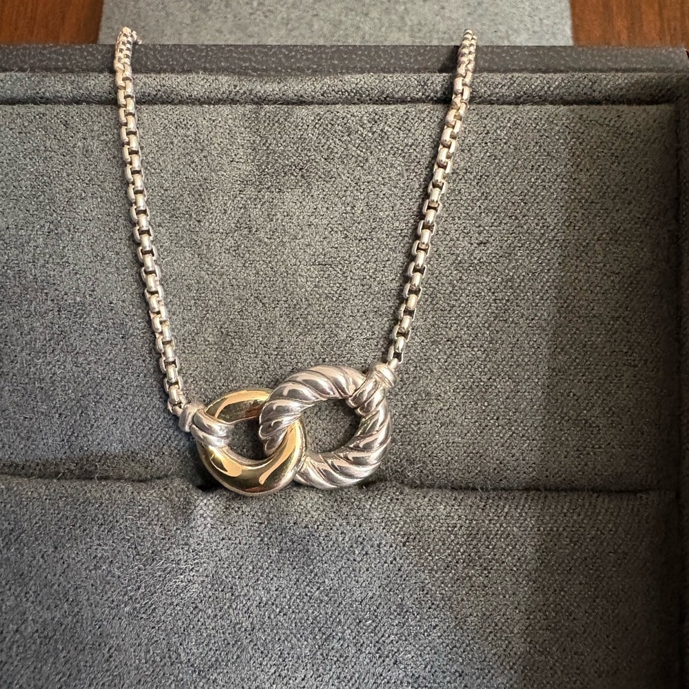 David Yurman Silver and Gold Interlocking Necklace